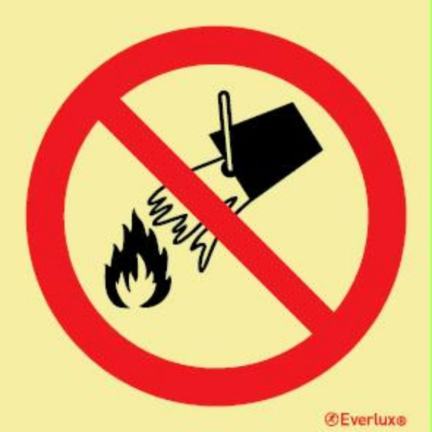 Prohibition, symbol, white vinyl, Do not extinguis